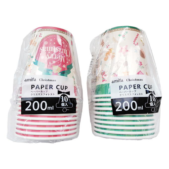 【まとめ買い】ペーパーカップ 200ml 10P クリスマスフォレスト 0356/315833