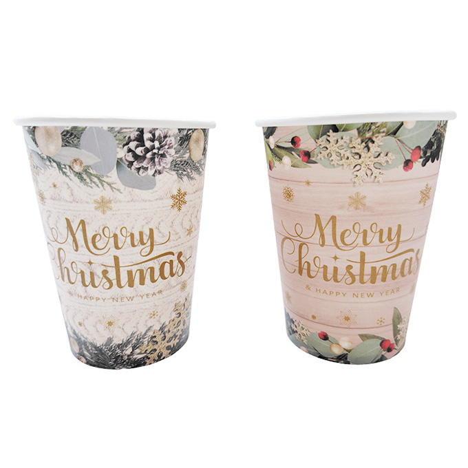 【まとめ買い】ペーパーカップ 260ml 9P ナチュラルクリスマス 0356/315834