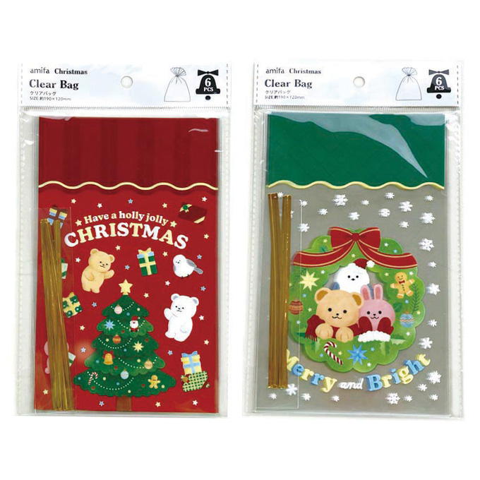 【まとめ買い】クリアバッグ M 6P クリスマスフレンズ 0356/315854