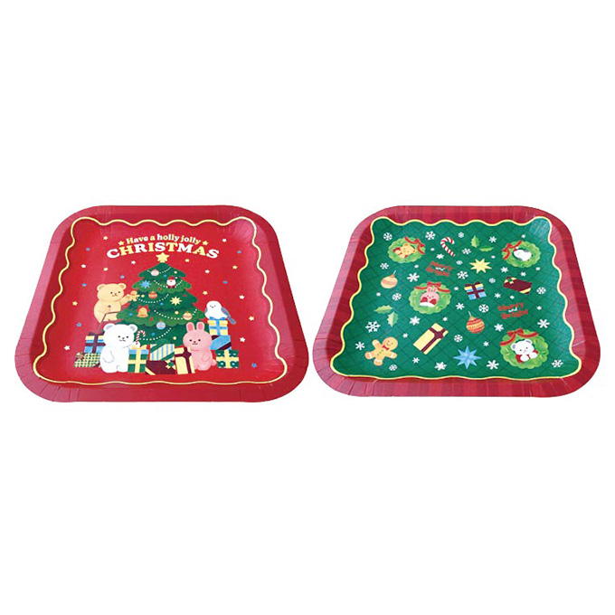 【まとめ買い】ペーパープレート 8P スクエア クリスマスフレンズ 0356/315865