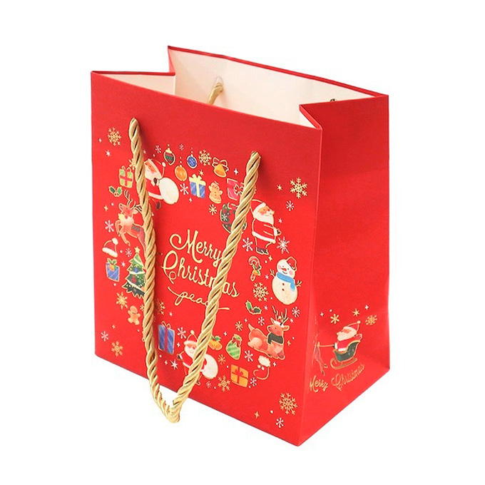 【まとめ買い】手提げバッグ キラキラクリスマス 17×15×9cm 0911/315952