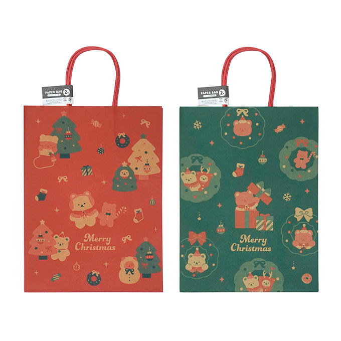 【まとめ買い】クラフトペーパーバッグ2枚ベアクリスマス 0936/316103