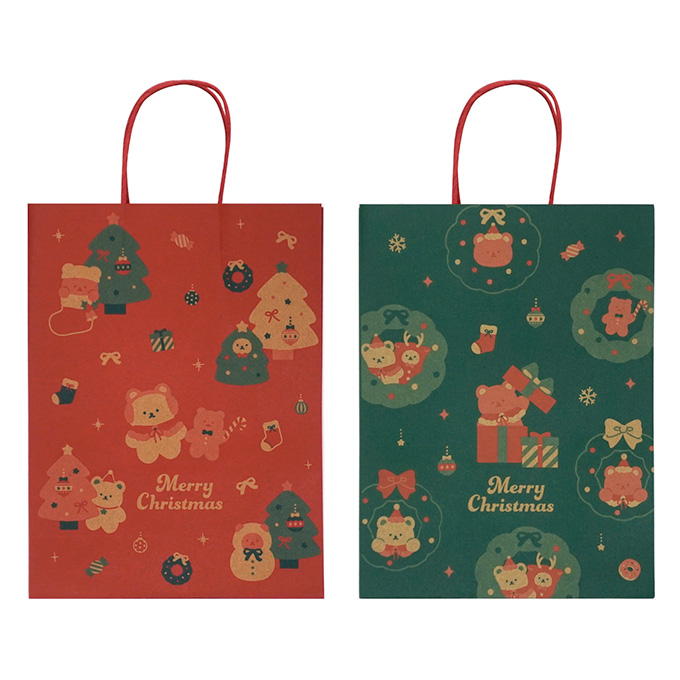 【まとめ買い】クラフトペーパーバッグ2枚ベアクリスマス 0936/316103