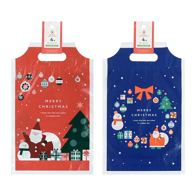 【まとめ買い】PEハンドルバッグ 4枚 モダンクリスマス柄 0936/316109