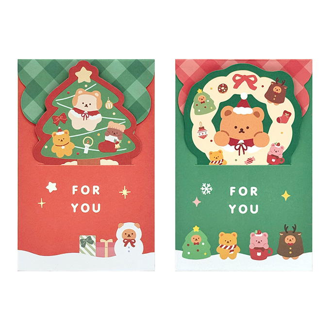 【まとめ買い】メッセージカード付ぽち袋5枚ベアクリスマス 0936/316116