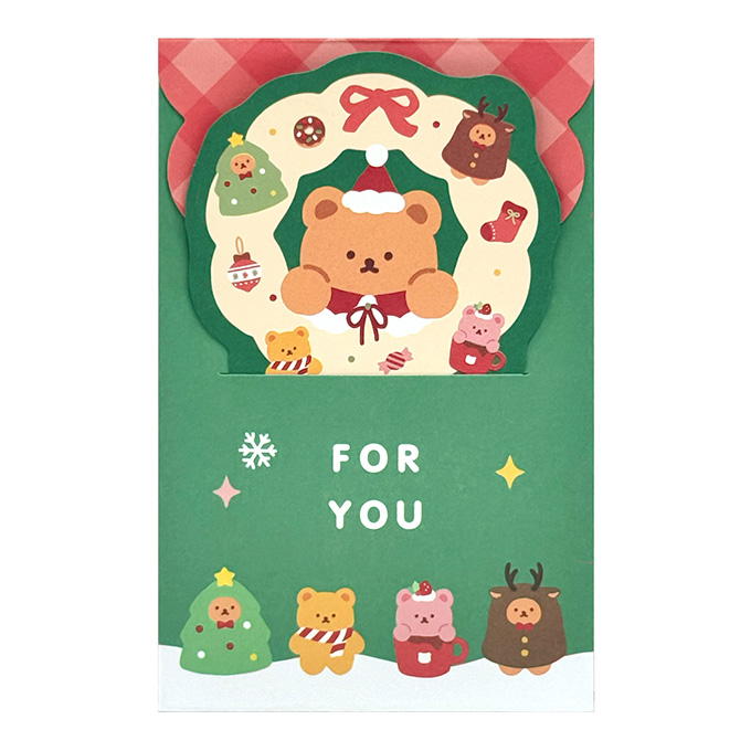 【まとめ買い】メッセージカード付ぽち袋5枚ベアクリスマス 0936/316116