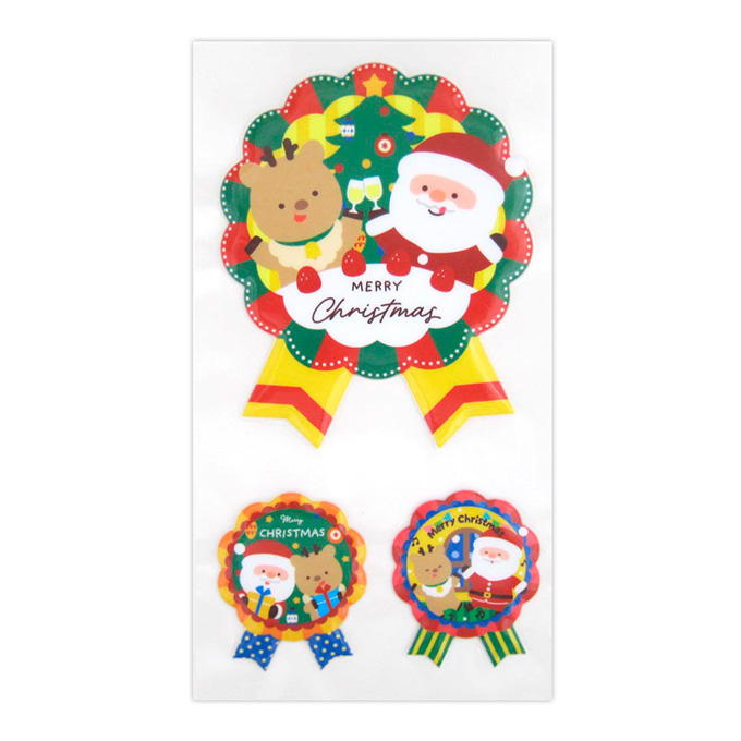 【まとめ買い】ステッカー ぷくぷく リボン クリスマス柄 CC 0915/316137