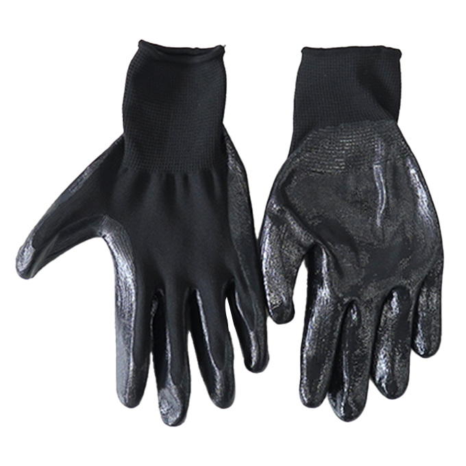 【まとめ買い】ニトリル背抜き手袋ブラックL 1380/317678