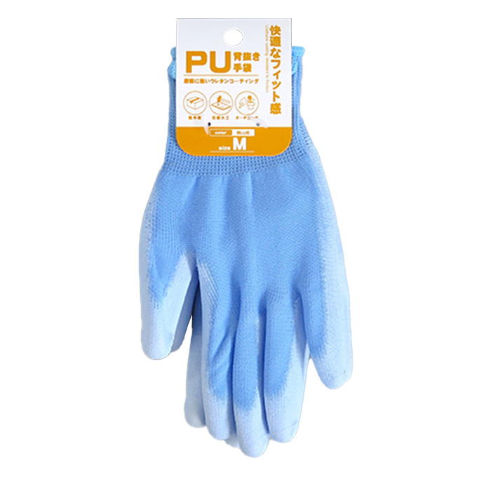 【まとめ買い】PU背抜き手袋ブルーM 1380/317683