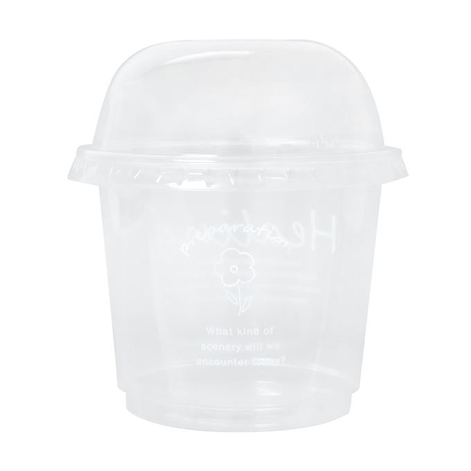 【まとめ買い】ドームフタ付デザートカップ 手描フラワー 200ml 0490/318969