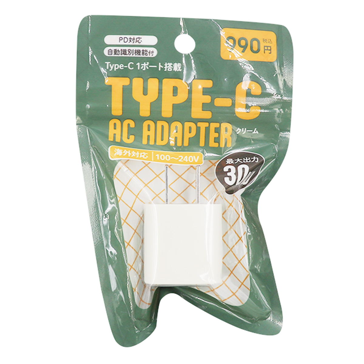 【まとめ買い】Type-C ACアダプタ クリーム 9001/319273