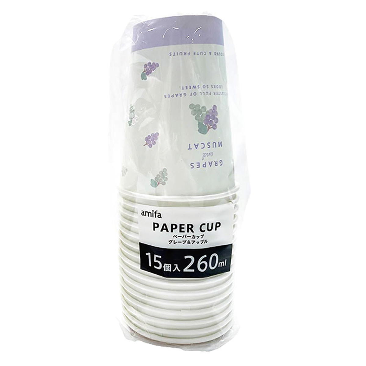 【まとめ買い】ペーパーカップ 260ml 15P グレープ&アップル0356/325993