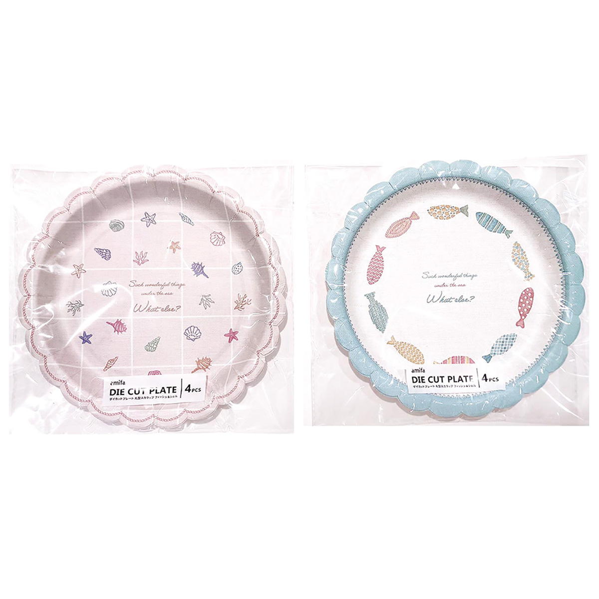 【まとめ買い】ダイカットプレート 丸型スカラップ 4P フィッシュ&シェル0356/326004
