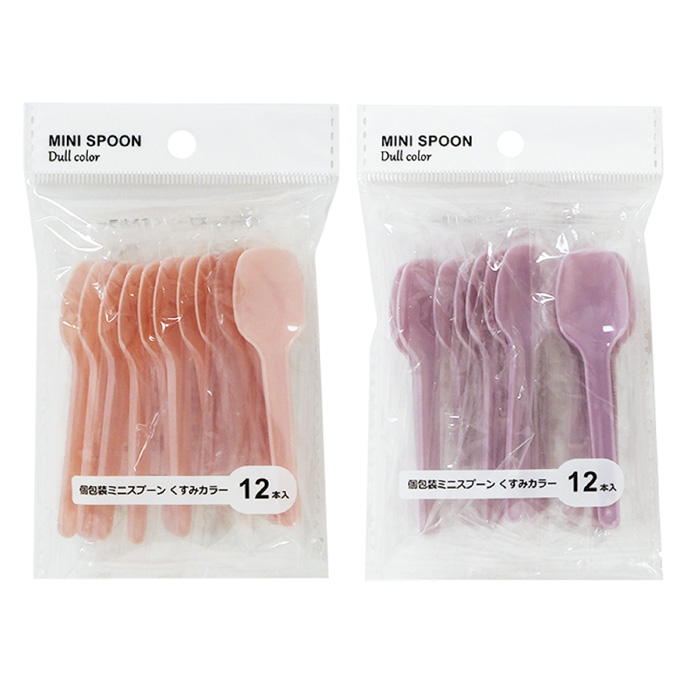 【まとめ買い】個包装ミニスプーンくすみカラー 8cm 12本 0490/327603