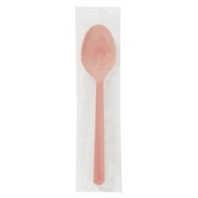 【まとめ買い】個包装スプーンくすみピンク 16cm 8本 0490/327605