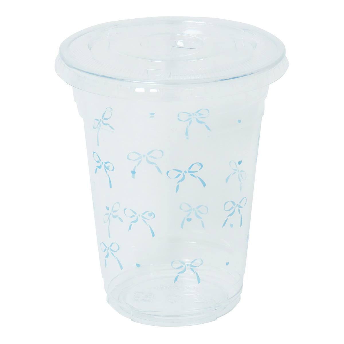 【まとめ買い】フタ付きクリアカップ リボン柄 500ml 3セット0490/327751