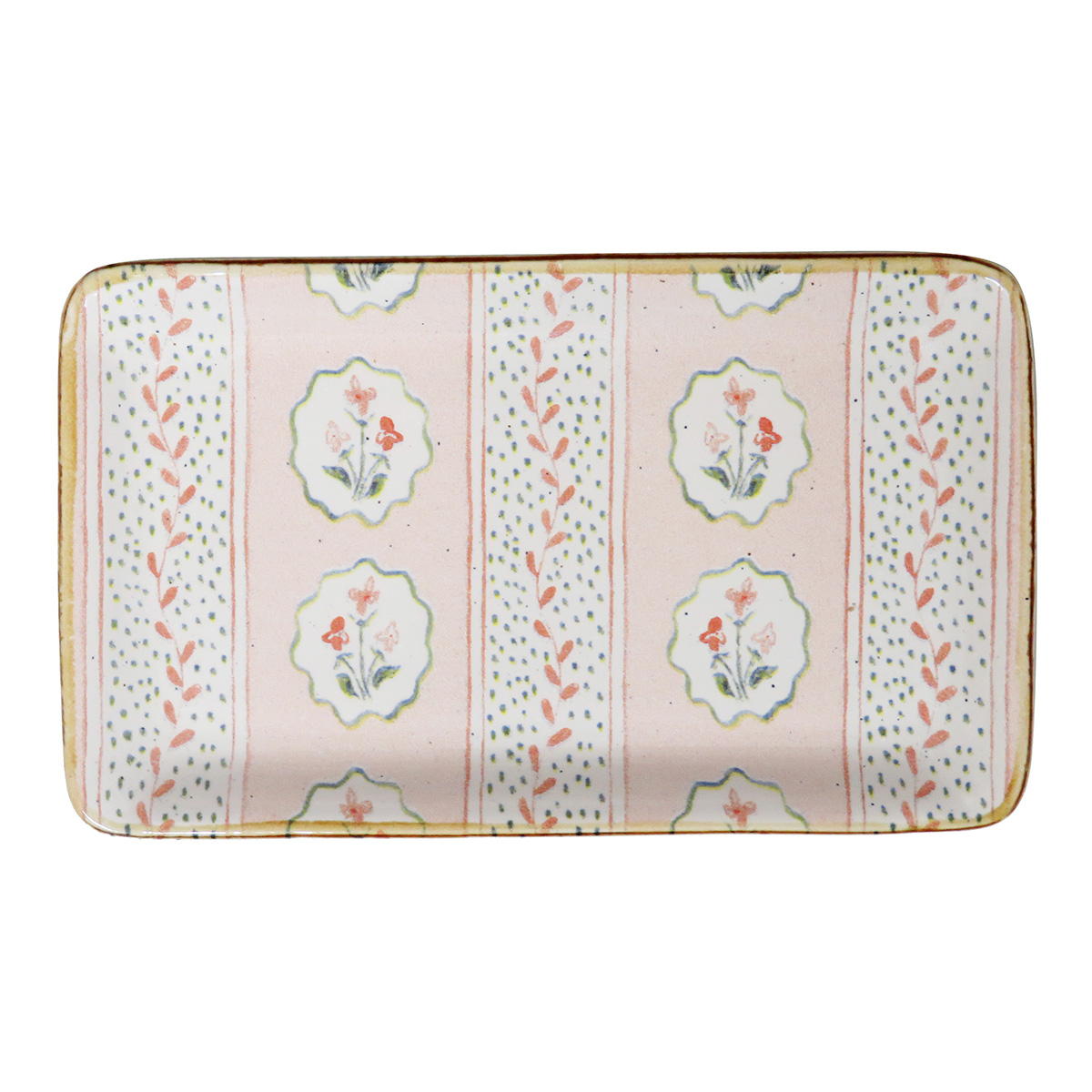 【まとめ買い】プレート レクタングル S フラワー ピンク 0599/327865