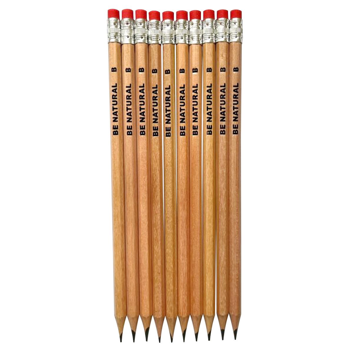 消しゴム　タイプB まとめ買い】BE NATURAL 消しゴム付き鉛筆 B 10本入 0805/339895 | ワッツ
