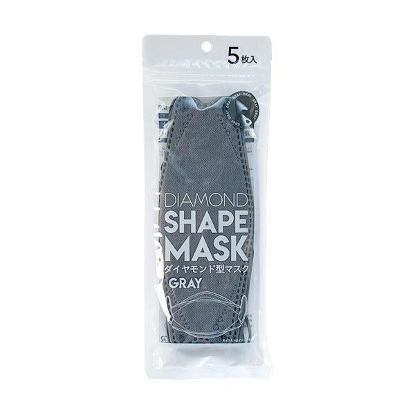 ダイヤモンド型マスク カラーマスク 5枚入 グレー 1523/341490