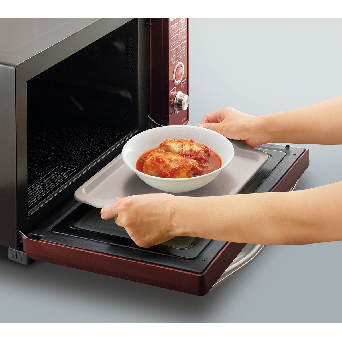 まとめ買い】お盆 電子レンジで使えるトレー グレー 木目調 289×229