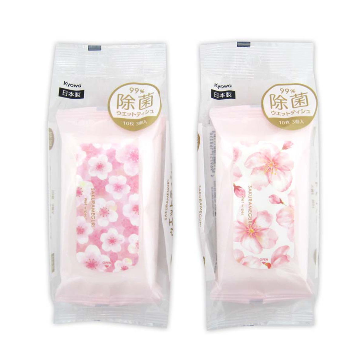 【まとめ買い】99％除菌ウエットティッシュ 携帯用 桜巡り10枚×3P0915/342248