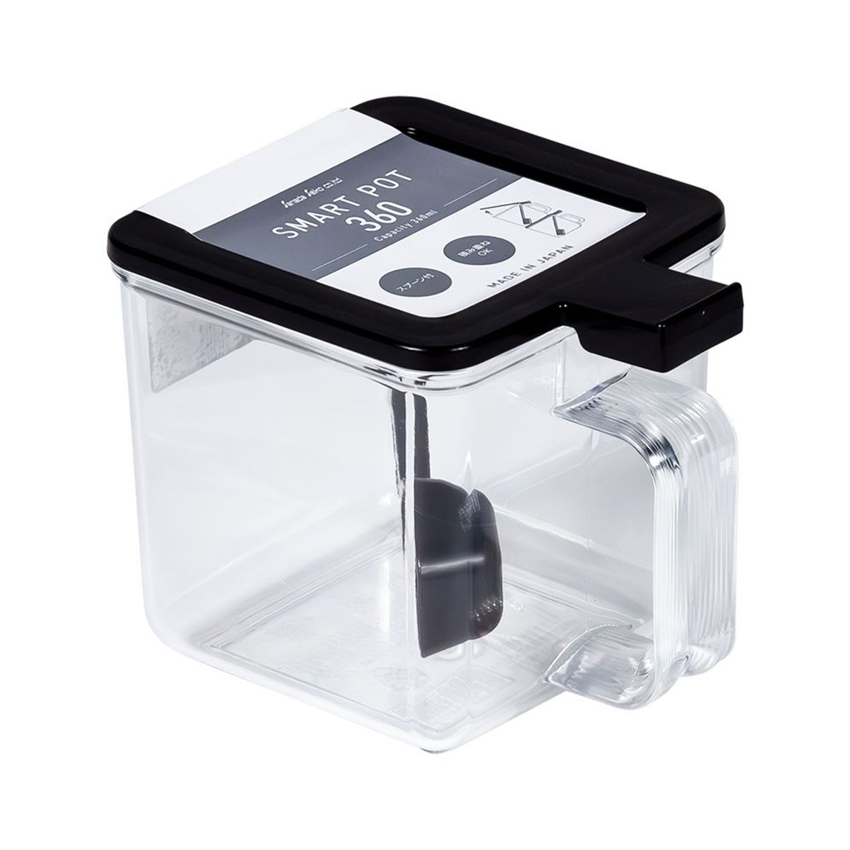 【まとめ買い】調味料入れ スマートポット360(スプーン付) ブラック 0775/347806