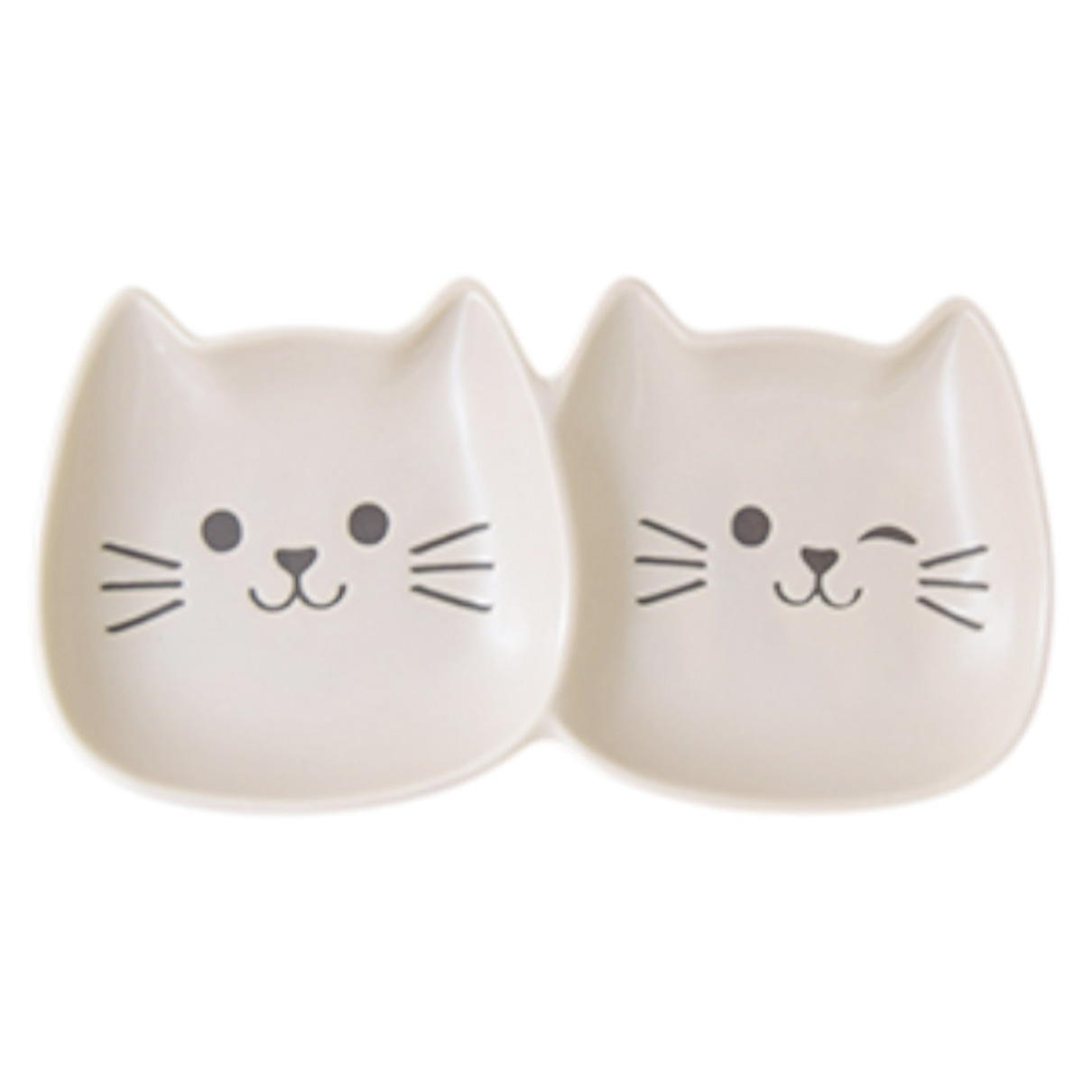 【まとめ買い】ラテにゃんこ 二連皿 ホワイト1576/349018