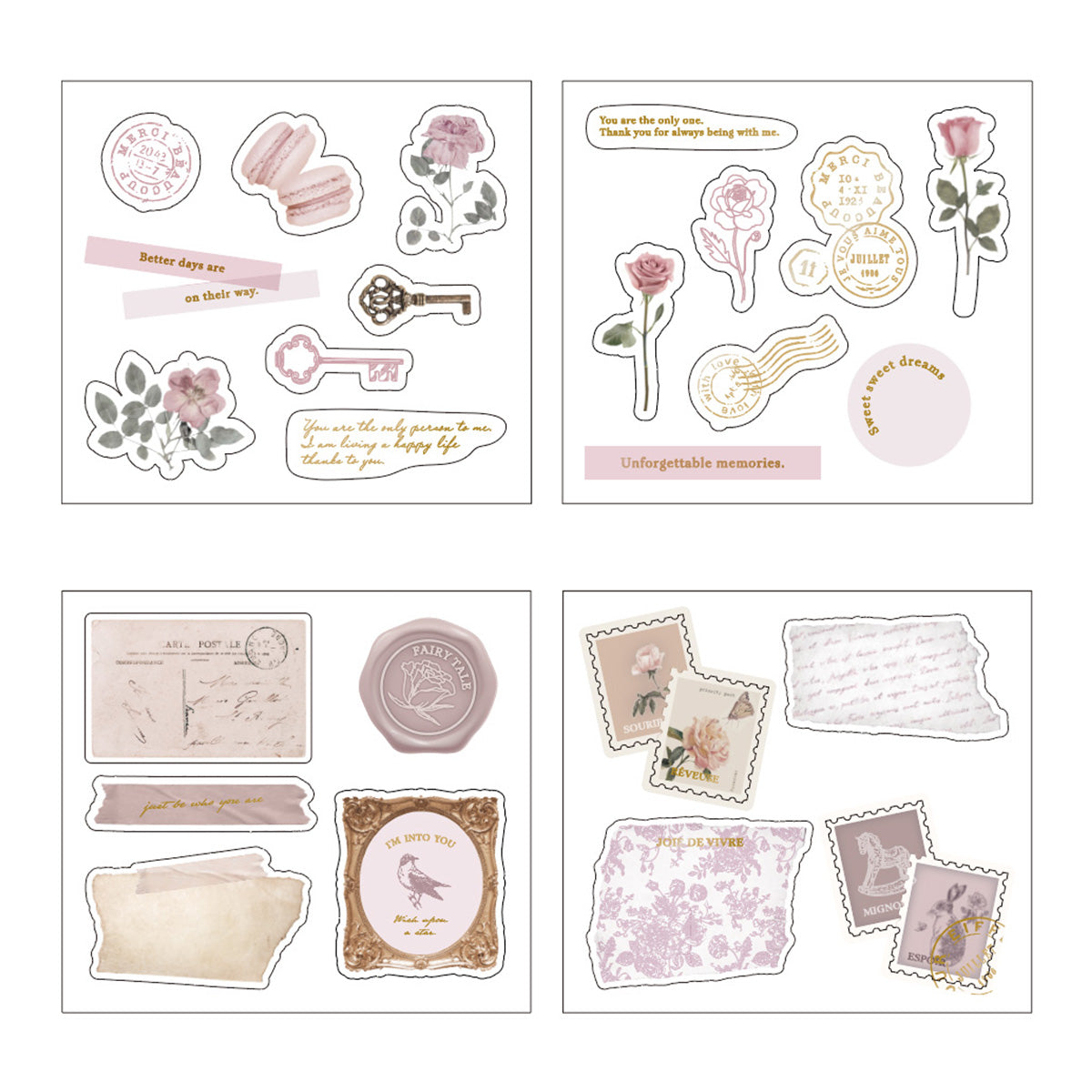 まとめ買い】ミニシートシール 4シート アンティークペーパー 0356