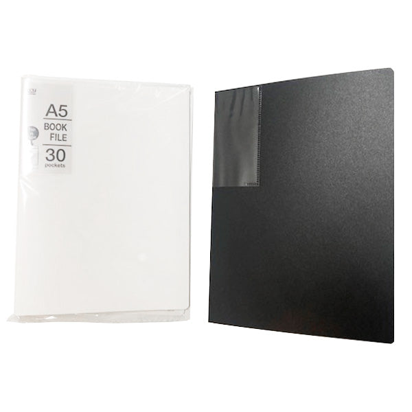 ポケットファイル A5 30ポケットクリアファイル A5 ブックファイル （ブラック・ホワイト） 1583/352301