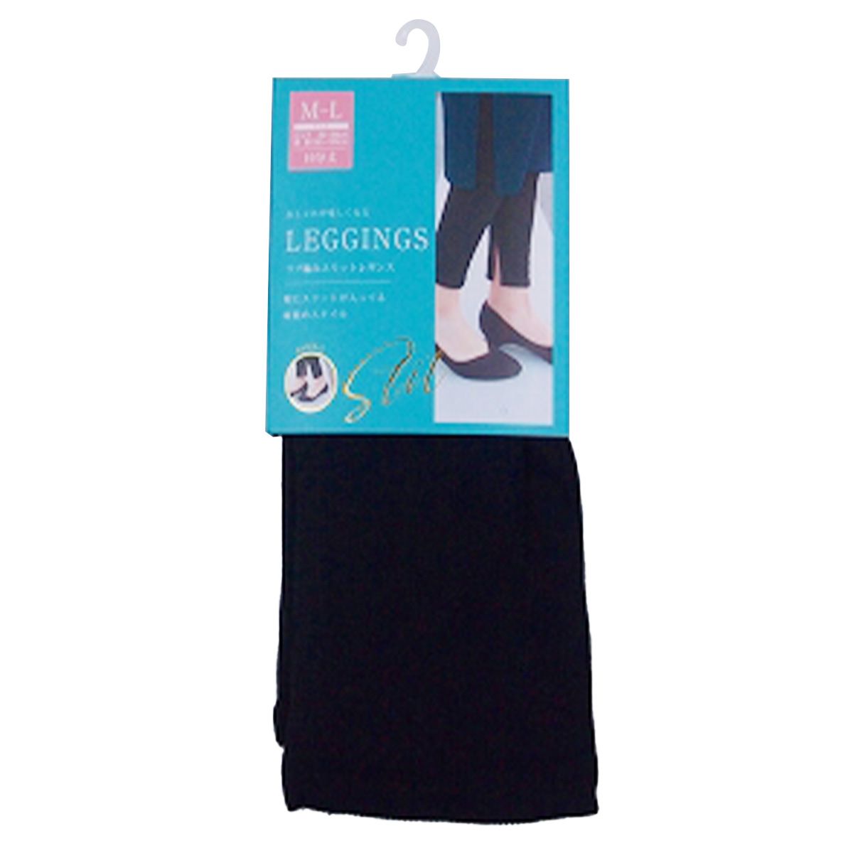 【まとめ買い】リブレギンス裾スリット黒M-L 9001/353806