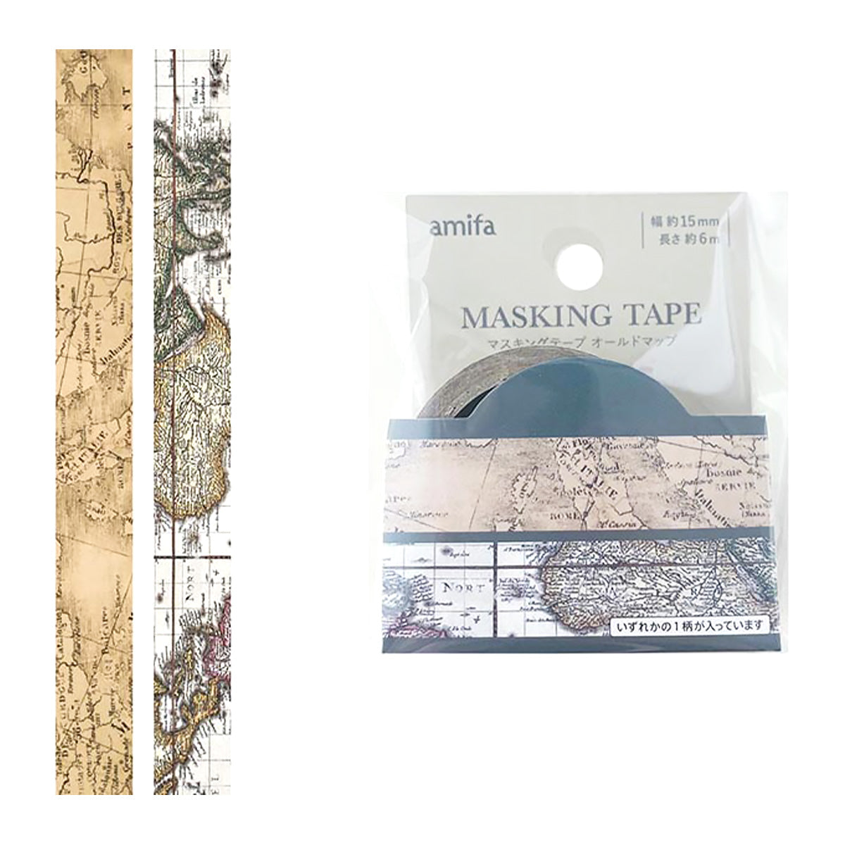 マスキングテープ 15mm×6m オールドマップ 0356/358633
