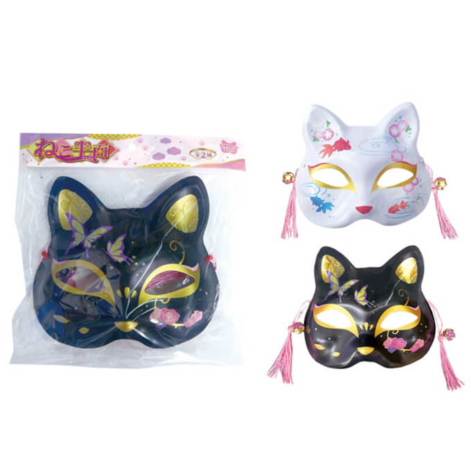 【まとめ買い】ねこ半面 タッセル・鈴付き1391/368264