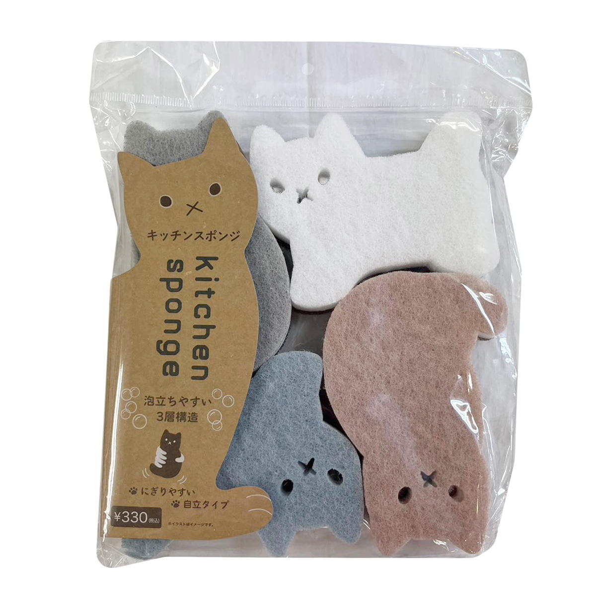 【まとめ買い】スポンジ4個セット ネコ 1625/368534