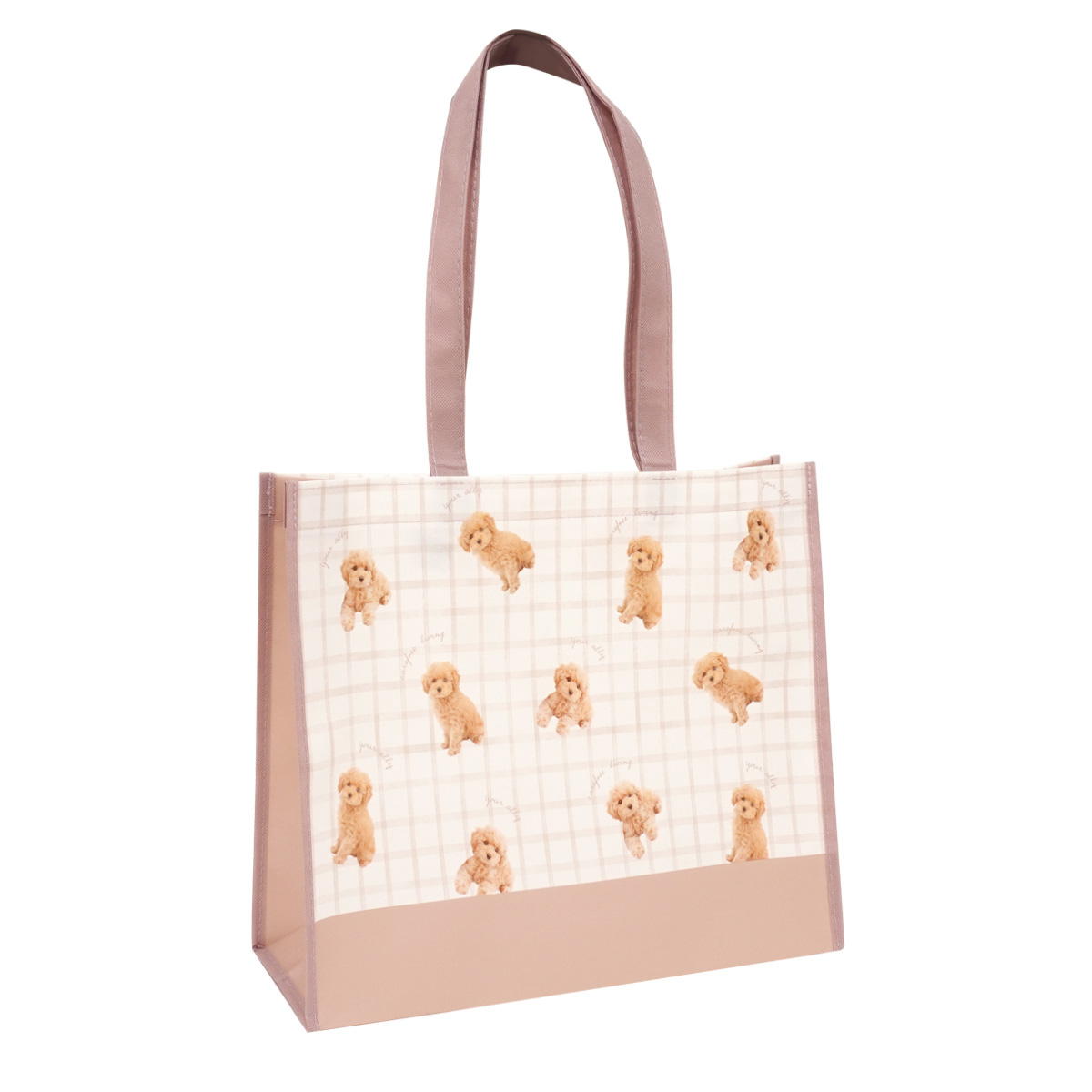 【まとめ買い】不織布コーティングバッグ L イヌネコフォト柄0936/368745