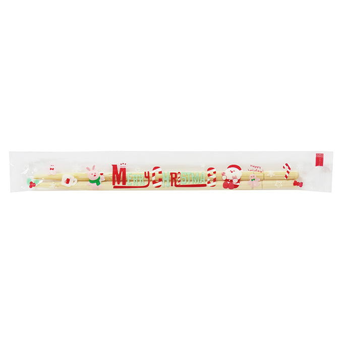 【まとめ買い】OPP完封丸竹箸くいしんぼうサンタ子供用16膳 0490/369707