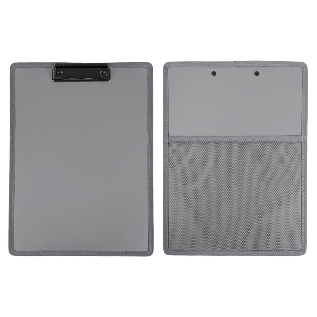 【まとめ買い】メッシュポケット付クリップボード グレー 9001/370084