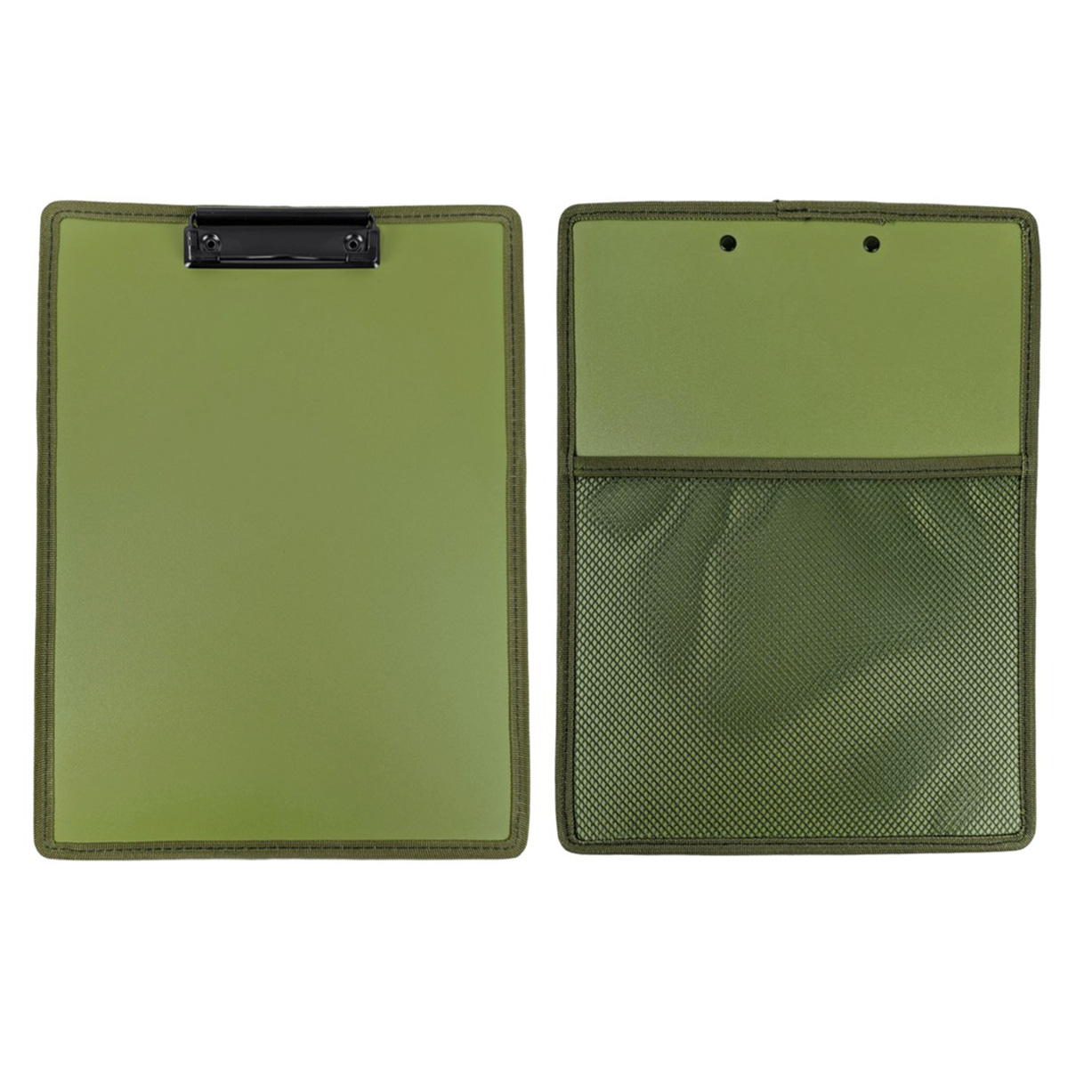 【まとめ買い】メッシュポケット付クリップボード カーキ 9001/370085