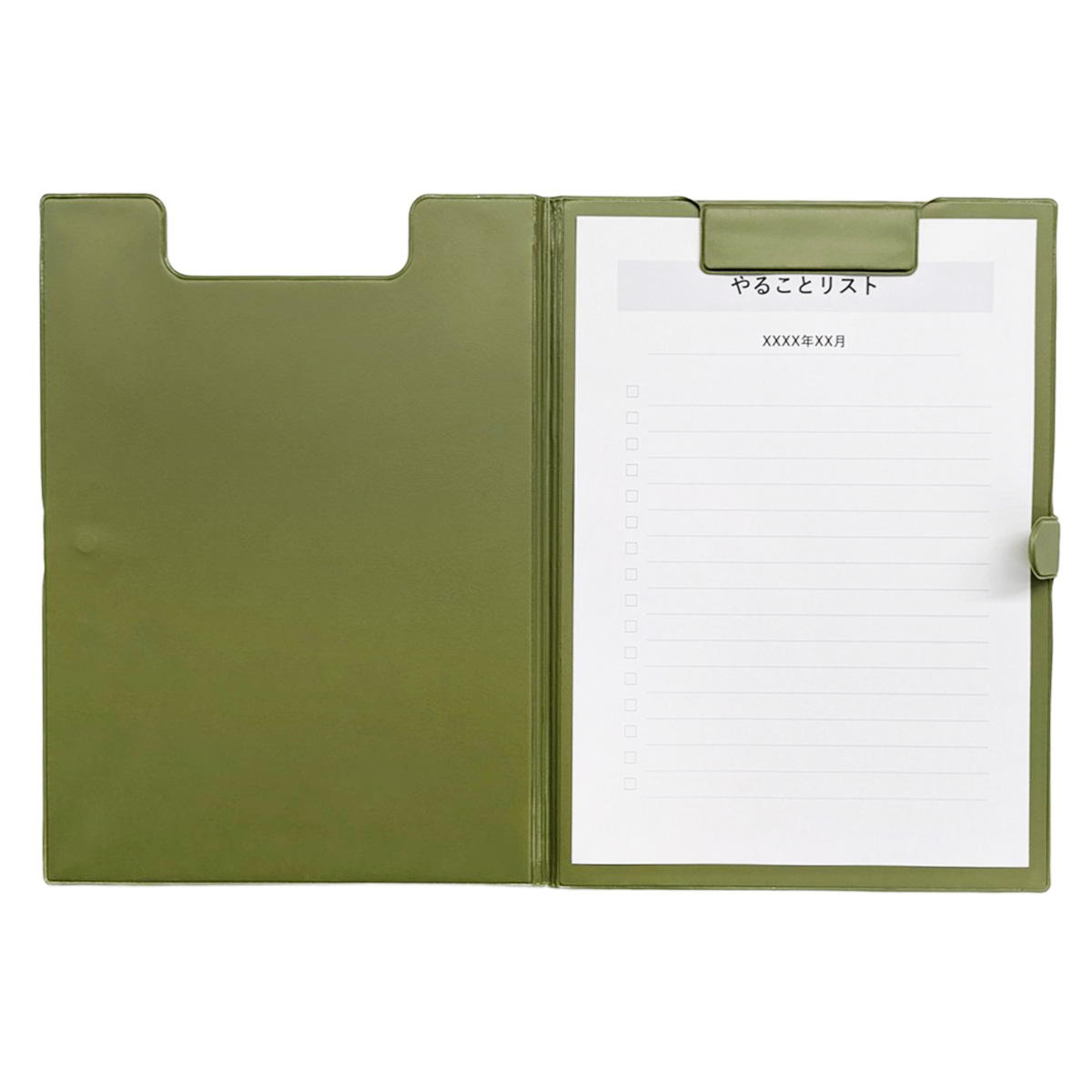 【まとめ買い】カバー付マグネットクリップボード カーキ 9001/370088