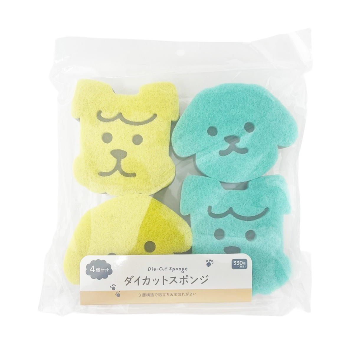 【まとめ買い】ダイカットスポンジ 4P いぬ柄 0834/371294