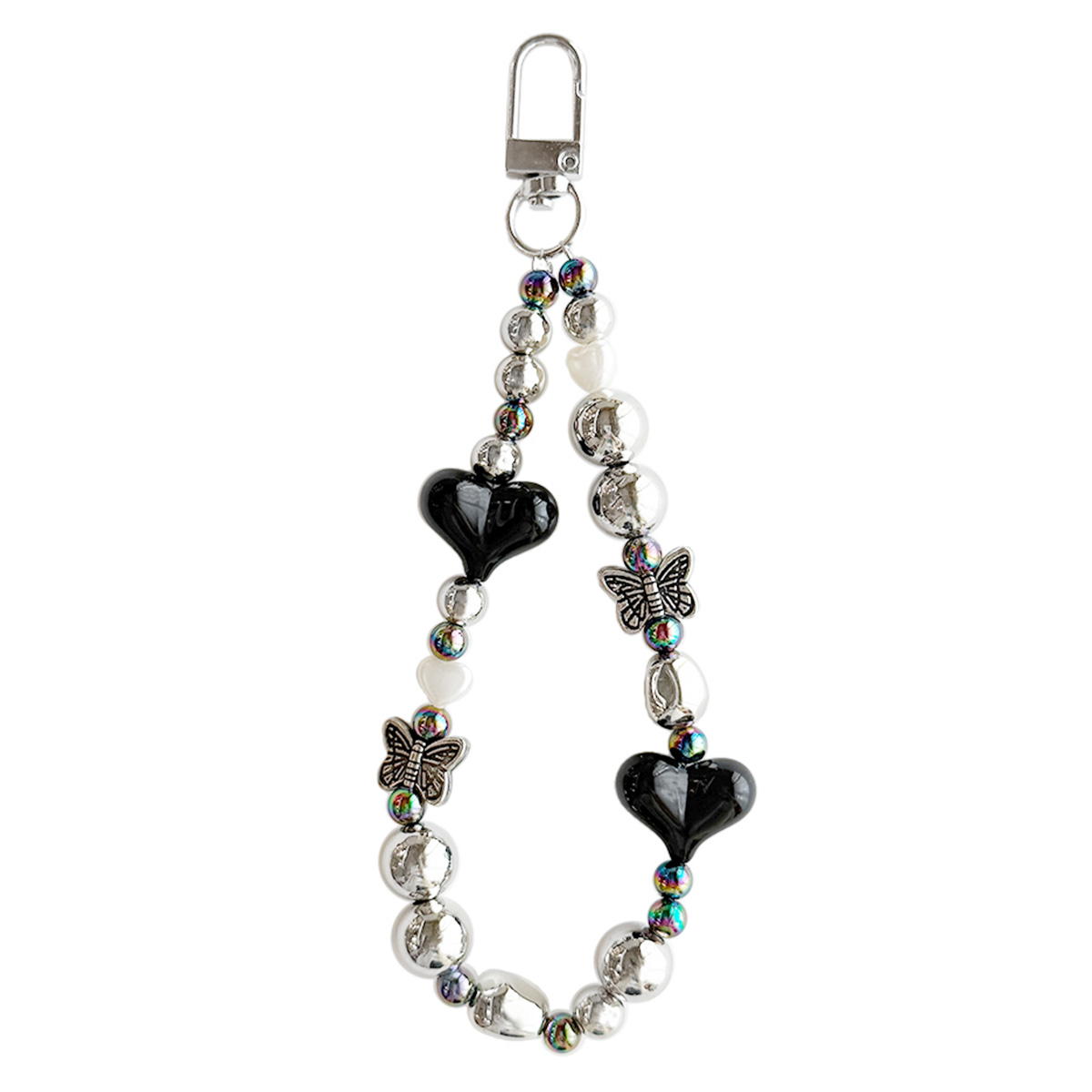 【まとめ買い】ビーズキーホルダー ブラックハート 0356/371423