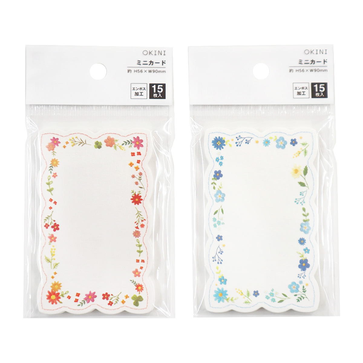 【まとめ買い】ミニカード エンボス 15P 刺繍ボタニカル 0911/371630