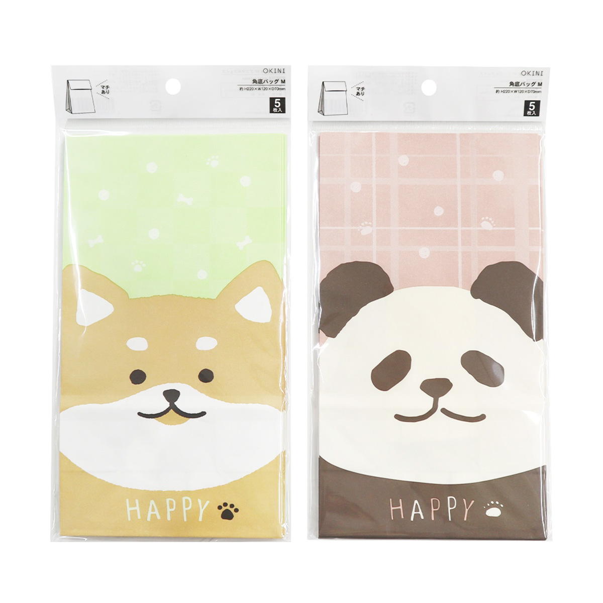 【まとめ買い】角底バッグ M 5P アニマルフェイス 0911/371643