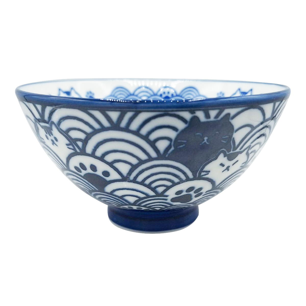 【まとめ買い】ウェーブキャット飯碗 大 濃紺 1516/371739