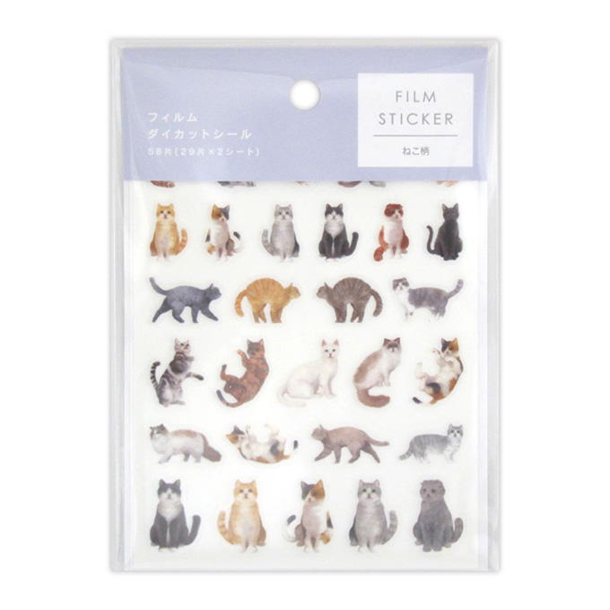 【まとめ買い】フィルムダイカットシール ねこ柄 58片 0915/371874