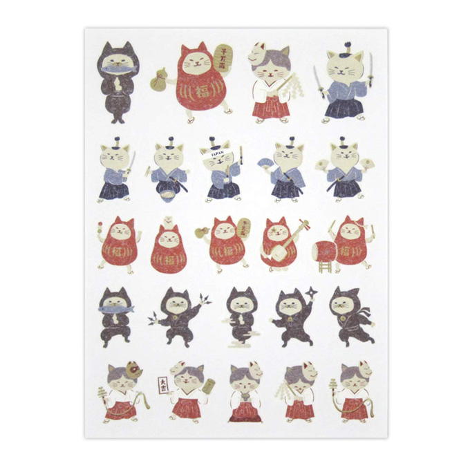 【まとめ買い】マスキングダイカットシール ジャパニーズスタイル ねこ 96片 0915/371875