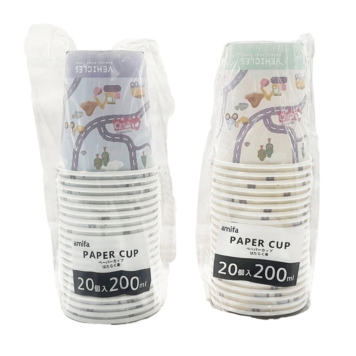 【まとめ買い】ペーパーカップ 200ml 20P はたらく車 0356/372088