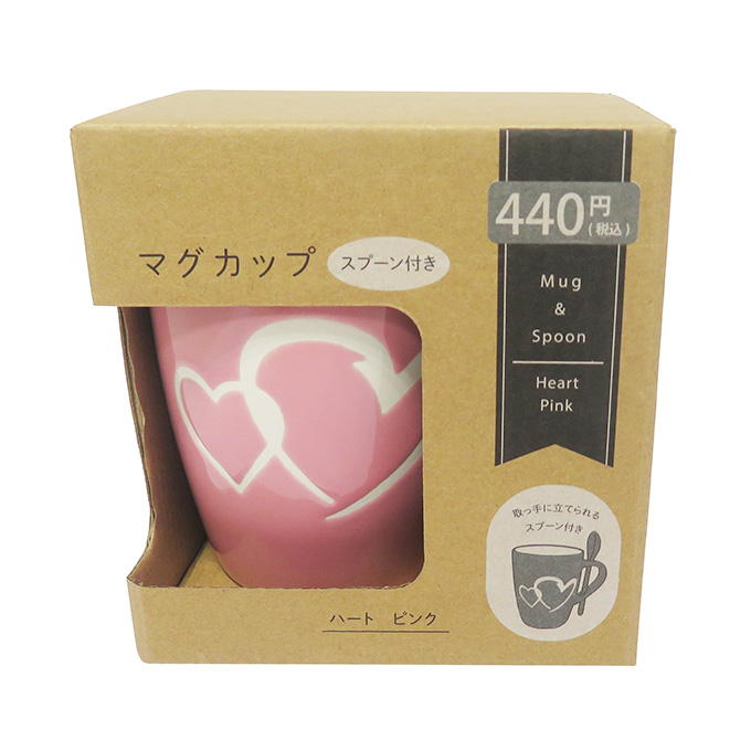 【まとめ買い】マグカップ スプーン付き ハートピンク 0599/373254
