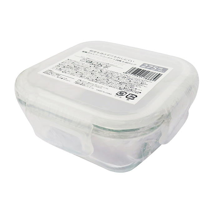 【まとめ買い】耐熱ガラスフードコンテナ S 四角 4点ロック 0599/373258