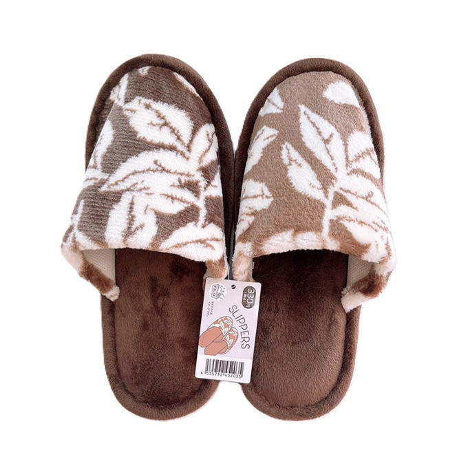 【まとめ買い】ライトルームスリッパ リーフ柄 BR 0834/375095