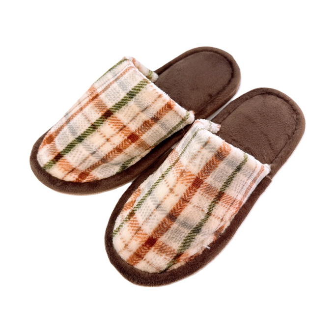 【まとめ買い】ライトルームスリッパ チェックBR 0834/375097